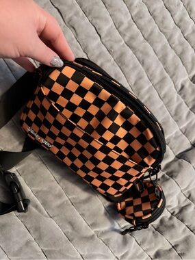 Hello Clio Black/Orange Checker Kindle Bag with Coin Purse
